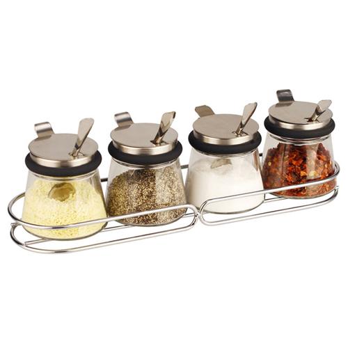 居元素玻璃調(diào)味罐四件套裝 歐式創(chuàng)意設(shè)計，點亮廚房美好生活